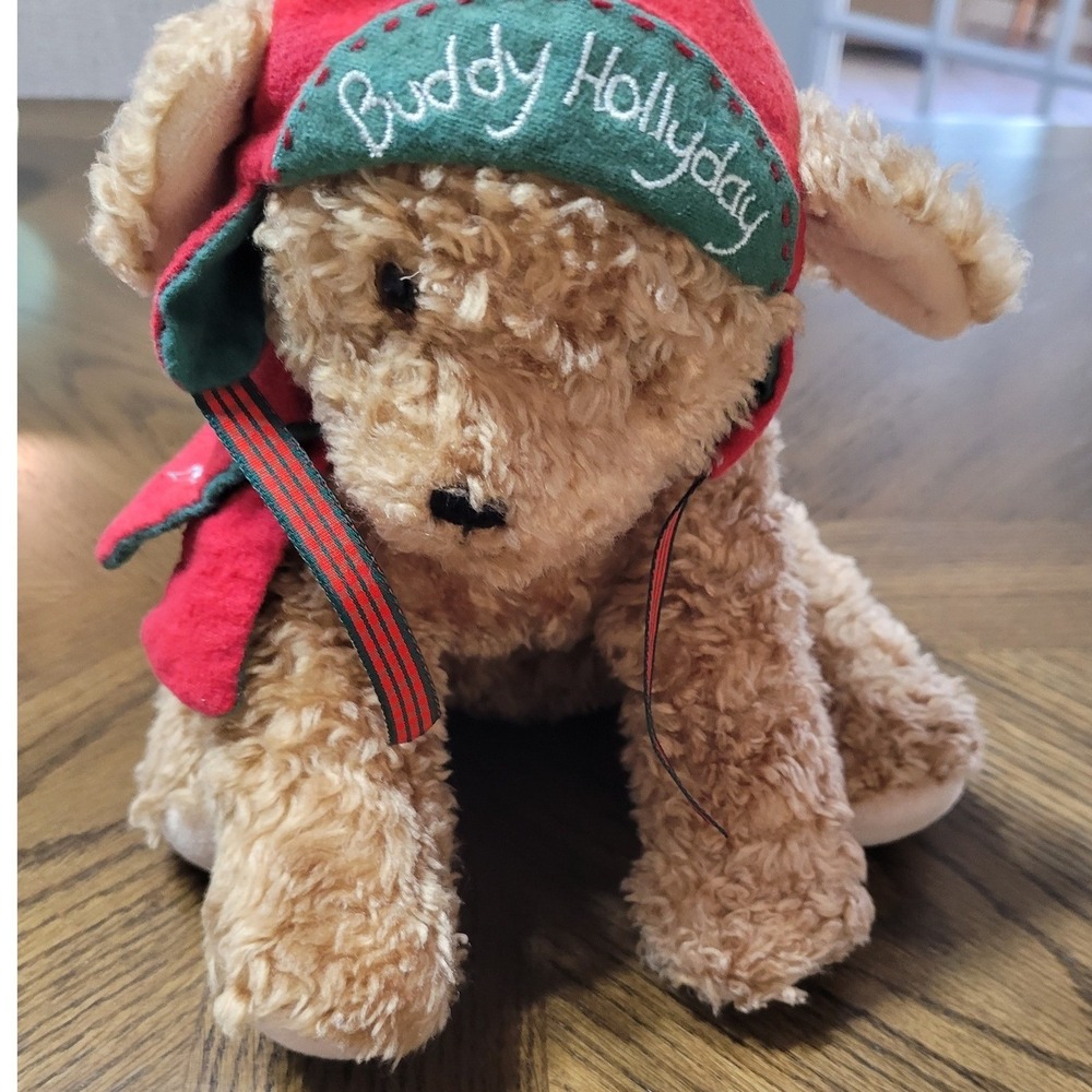 Hallmark Buddy Hollyday Dog Plush Red Hat Scarf Christmas Holiday Stuffed Animal
